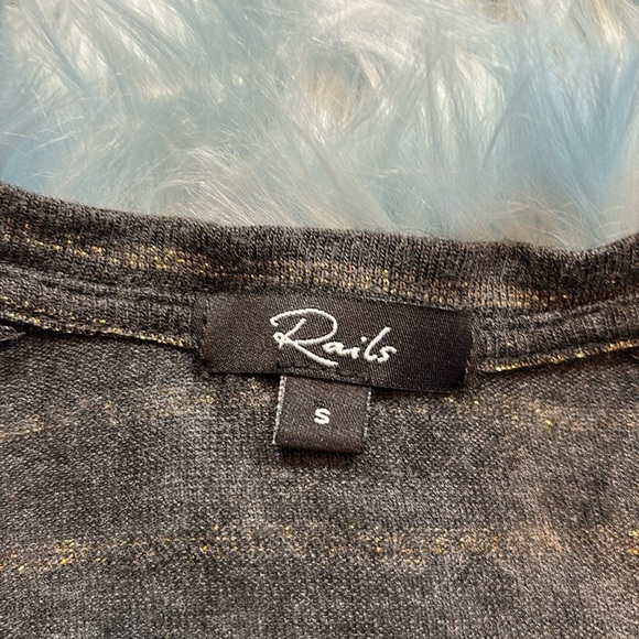 Rails Sami V Neck Long Sleeve Charcoal Bronze Stripe Tee sz S - Picture 7 of 9